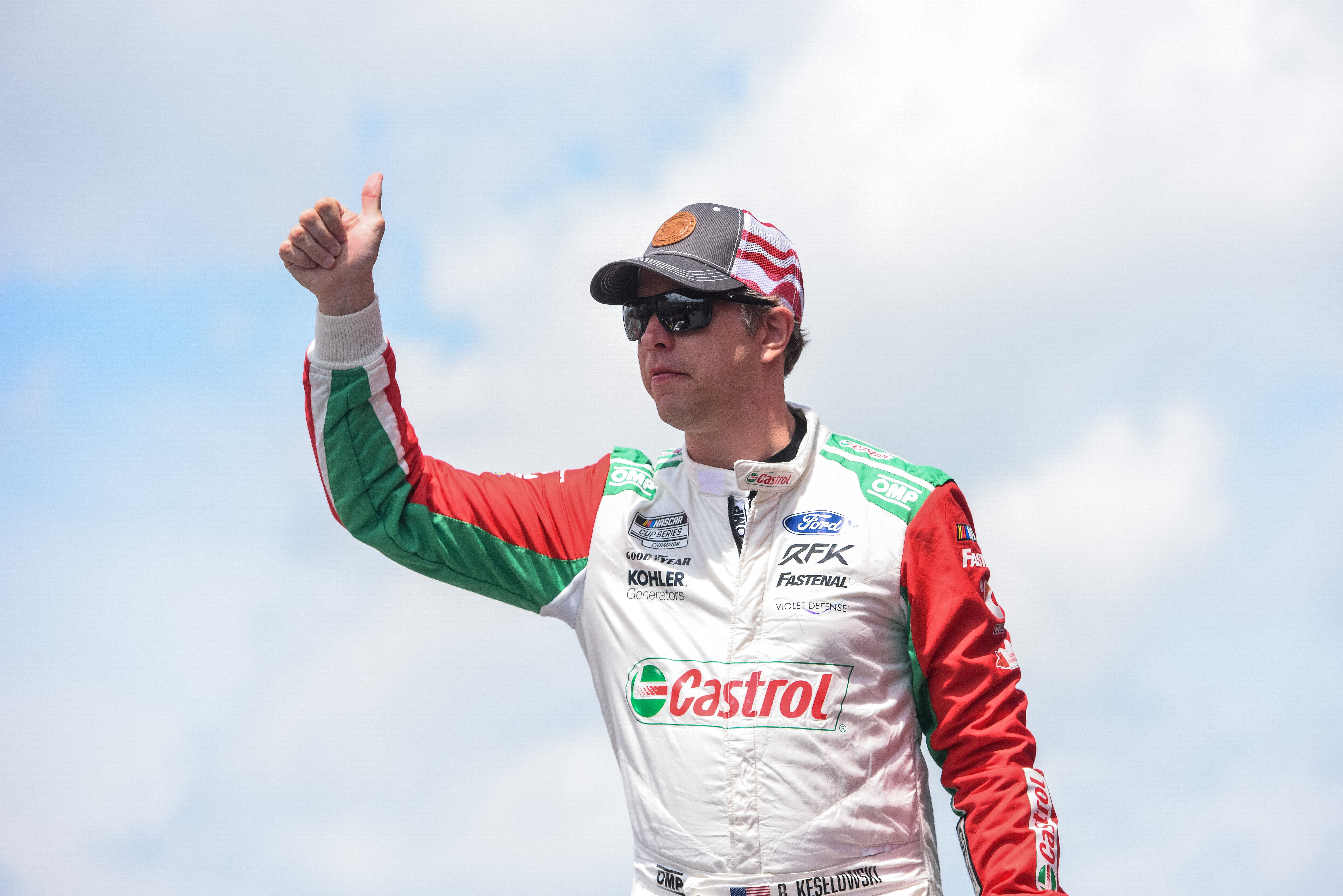 Brad Keselowski (6) is introduced before the 2024 race at Michigan International Speedway. Source: Imagn